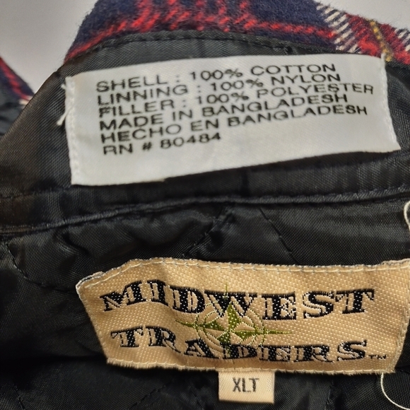 Vintage Midwest Traders Men's Plaid Quilted Flannel Shirt Sz XLT - Picture 8 of 8